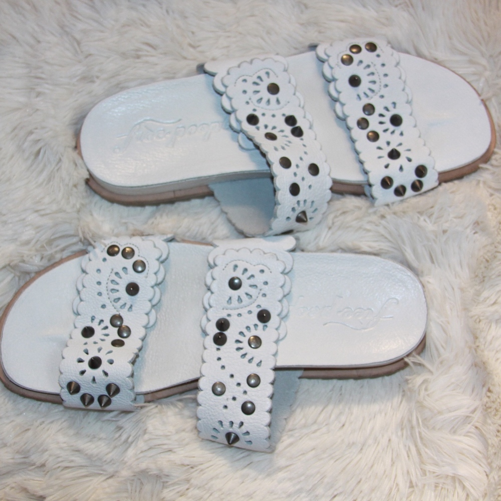 NEW Free People Leather Studded Slip-On Sandals - Picture 2 of 4